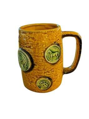 Rare Vintage Japanese Yiamasi Anceint Greek Drachma Mug Stein Gold Green